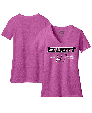 Розовая женская футболка с v-образным вырезом Chase Elliott Hendrick Motorsports Team Collection
