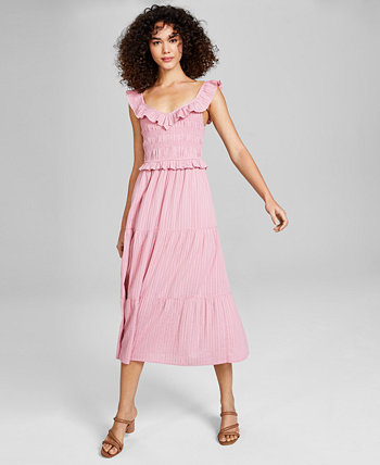 Женское платье миди без рукавов со сборками в тональную полоску, созданное для Macy's And Now This