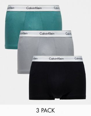 Calvin Klein Modern Cotton 3-pack stretch trunks in multi Calvin Klein