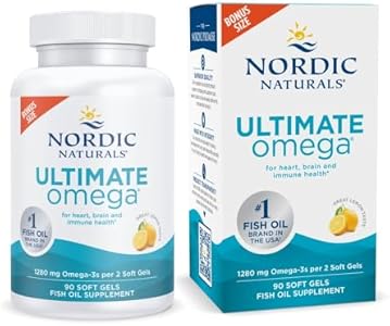 Nordic Naturals Ultimate Omega, Lemon Flavor - 60 Soft Gels (Мягкие капсулы) - 1280 mg Omega-3 - High-Potency Omega-3 Fish Oil Supplement with EPA & DHA - Promotes Brain & Heart Health - Non-GMO - 30 Servings (Порции) Nordic Naturals