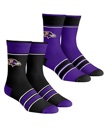 Молодежные носки Baltimore Ravens Multi-Stripe 2-Pack Team Crew Socks Set Rock 'Em