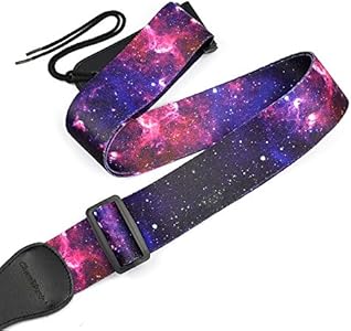 CLOUDMSUSIC Guitar Strap Acoustic Classical Bass Electric 2" Wide Strap With Jacquard Embroider Pattern For Adult Kids(Black and White Milky Way) CLOUDMUSIC