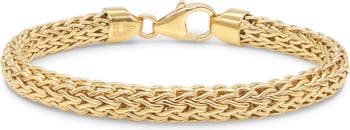 Браслет-цепочка 7 мм из кости дракона Бали из стерлингового серебра 18 карат с покрытием из желтого золота DEVATA