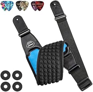 LEKATO Guitar Straps for Electric Guitar Bass, 3" Wide Padded Guitar Strap Neoprene Pad with 3D Sponge Filling Bass Guitar Straps Adjustable Length from 45" to 55" with Strap Locks, Picks, Black LEKATO