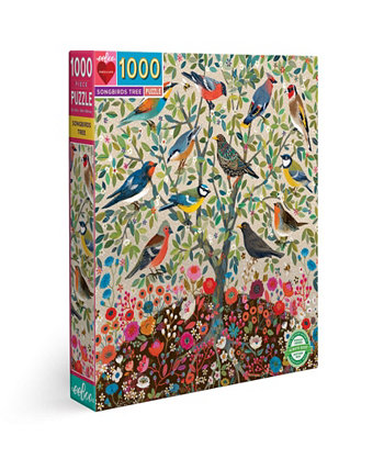 Набор пазлов для взрослых Piece Love Songbirds Tree Square, 1000 деталей EeBoo