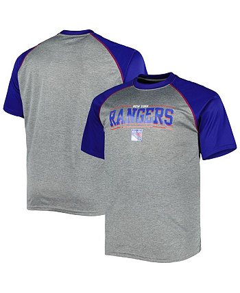 Мужская футболка реглан с логотипом серого цвета Хизер Нью-Йорк Рейнджерс Big and Tall Profile