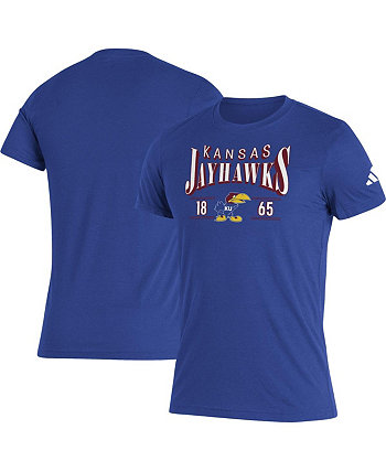 Мужская футболка Royal Kansas Jayhawks Along The Shadow Tri-Blend Adidas