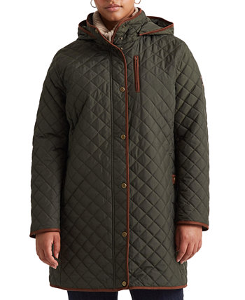 Стеганое пальто больших размеров с отделкой из искусственной кожи и капюшоном, созданное для Macy's Ralph Lauren