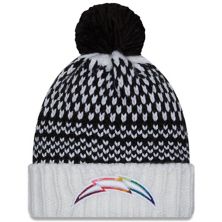 Women's New Era  Black/White Los Angeles Chargers 2023 NFL Crucial Catch Cuffed Pom Knit Hat New Era