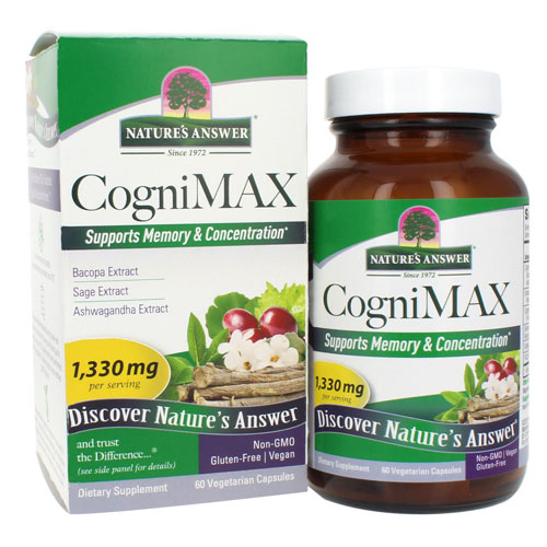 Nature's Answer CogniMax -- 1330 мг -- 60 вегетарианских капсул Nature's Answer