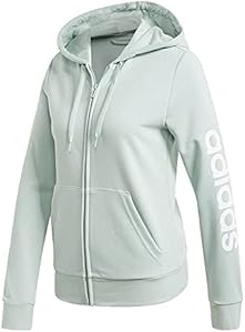 adidas womens Essentials Linear Hoodie Green Tint Small Adidas Originals