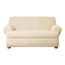 Sure Fit Stretch Pin-Striped 2-pc. T-Cushion Loveseat Slipcover Sure Fit