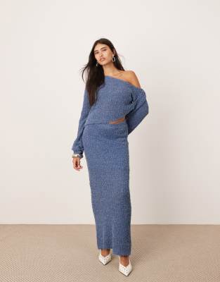 ASOS EDITION fine knit midaxi skirt in slate blue - part of a set ASOS EDITION