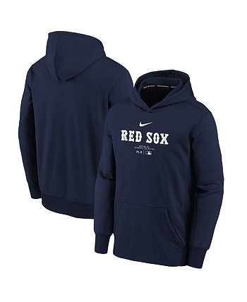 Темно-синий пуловер с капюшоном для мальчиков и девочек Boston Red Sox Authentic Collection Performance Nike