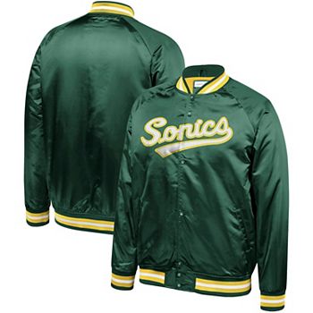 Атлетический сатиновый жакет Mitchell & Ness Seattle SuperSonics с графическим принтом и карманами Unbranded