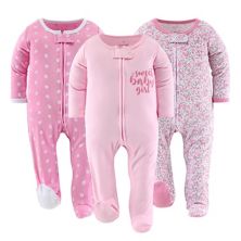 The Peanutshell Floral Love Footed Baby Sleepers For Girls, 3-pack The Peanutshell