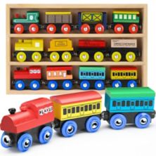 Набор деревянных поездов, 12 шт. - наборы игрушечных поездов для детей ясельного возраста Play22