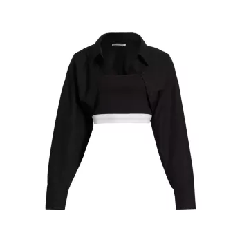 Tucked-Shirt Bolero And Logo Elastic Combo Top Alexander Wang