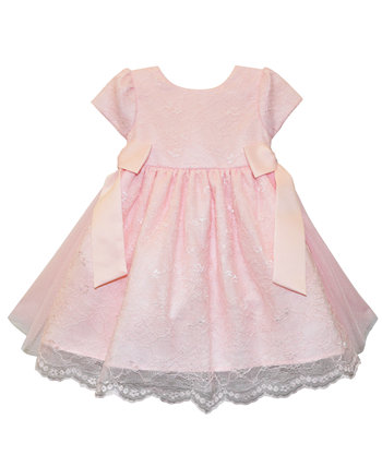 Кружевное платье с короткими рукавами и бантиками для маленьких девочек Blueberi Boulevard