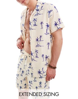 ASOS DESIGN relaxed revere shirt with palm tree print - part of a set  ASOS DESIGN