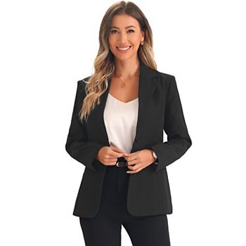 Casual Blazers For Women's Lapel Open Long Sleeve Jackets Blazer With Pockets Allegra K