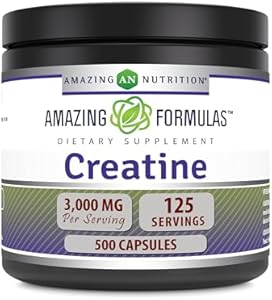 Amazing Formulas Creatine Monohydrate Supplement | 3000 Mg per Serving | 180 Capsules | Non-GMO | Gluten-Free | Made in USA Amazing Nutrition