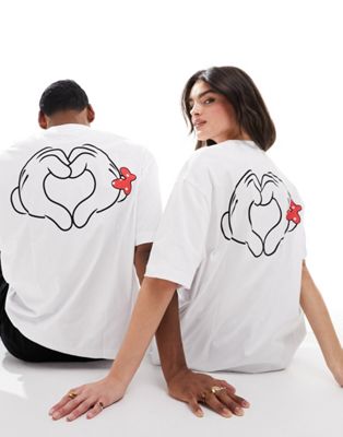 Белая объемная футболка унисекс с принтом Микки и Минни Маус ASOS DESIGN Disney Valentine's Day ASOS DESIGN