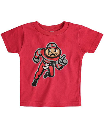 Футболка с большим логотипом Scarlet Ohio State Buckeyes для мальчиков и девочек для младенцев Two Feet Ahead