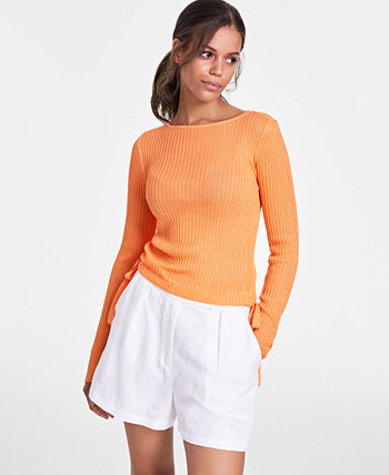 Женский свитер в рубчик с завязками, созданный для Macy's Bar III
