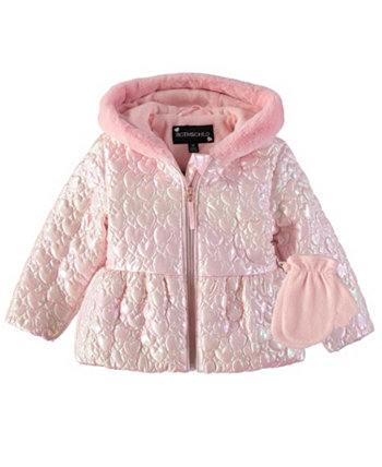 S. Rothschild Little Girls Long Sleeve Quilted Parka with Mittens Jacket S Rothschild & CO