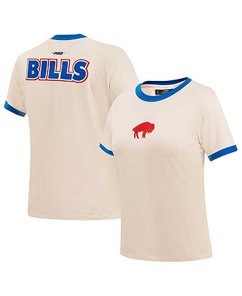 Women's Cream Distressed Buffalo Bills Retro Classic Ringer T-shirt Pro Standard