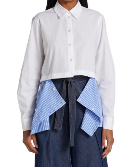 Paneled Cotton Button-Front Shirt Rosetta Getty