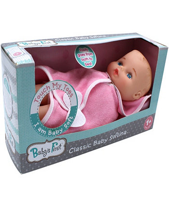 Время купания с розовой игрушечной куклой Softina Baby's First by Nemcor