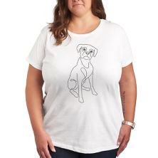 Plus Simple Line Drawing Of Dog Graphic Tee Unbranded