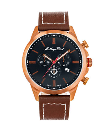 Мужская коллекция Field Scout, хронограф, коричневые часы из натуральной кожи, 45 мм Mathey-Tissot