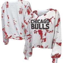 Женская укороченная футболка с v-образным вырезом и длинным рукавом Majestic Threads Red Chicago Bulls Aquarius Tie-Dye Majestic