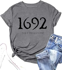 1692 They Missed One Shirt Women Halloween Salem Witch Tshirt Funny Letter Print Tees Casual Short Sleeve Tops MYCHTE