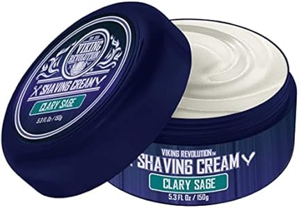 Luxury Shaving Cream Clary Sage Scent - Soft, Smooth & Silky Shaving Soap - Rich Lather for the Smoothest Shave - 5.3oz Viking Revolution