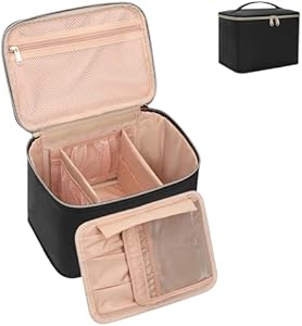 Косметичка OCHEAL Large Travel Make Up Bag Organizer для женщин с органайзером для кистей и перегородками - Большая кожаная OCHEAL