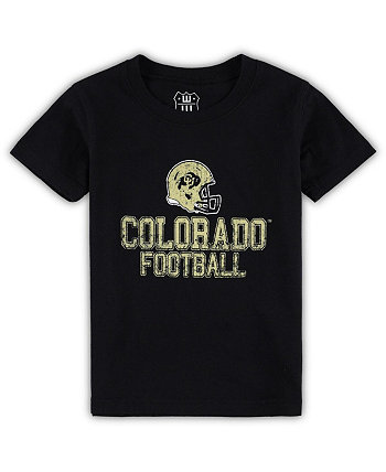 Черная рваная футболка Colorado Buffaloes Football Property для мальчиков и девочек для малышей Wes & Willy