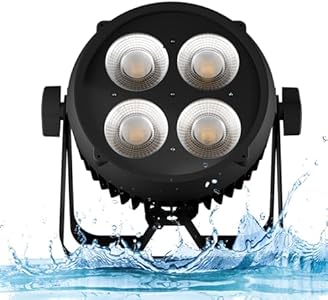 SHEHDS CoralPar Par Lights IP65 Waterproof Outdoor COB 200W Cool White+Warm White Color Wash/Strobe Stage Lights 45° Beam Angel Uplights DMX512 Sound Activated Fanless Muted Party DJ Lights-Upgrade SHEHDS