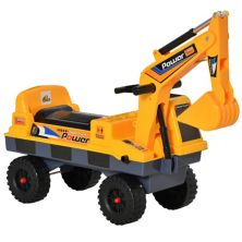 Qaba No Power Construction Ride On Toy Construction Truck Multi functional Excavator Digger with Workable Digging Bucket Pulling Construction Cart Tractor for Pretend Play Yellow Qaba