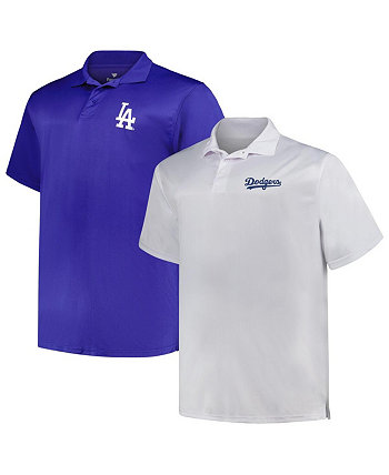 Мужской комплект из двух однотонных рубашек-поло белого цвета Royal Los Angeles Dodgers Big and Tall Profile