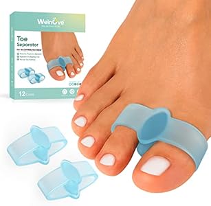 Welnove Pack of 12 Bunion Corrector, Toe Separators with 2 Loops, Big Toe Spacer Suitable for Bunion and Overlapping Toe (Beige) Welnove