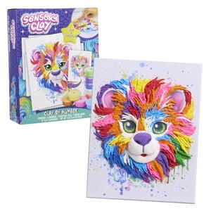 Sensory Clay by Numbers Basic Kit Lion & Friends, 25-piece Arts and Crafts Kit, Kids Toys for Ages 8 Up Just Play