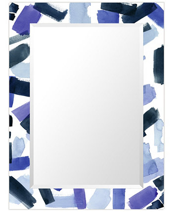 Прямоугольное зеркало «Cerulean Strokes» на свободно плавающем закаленном художественном стекле с принтом, скошенное, 40 x 30 дюймов Empire Art Direct