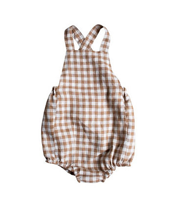 Child Boy and Child Girl Soft Organic Linen Gingham Overall Romper The Simple Folk