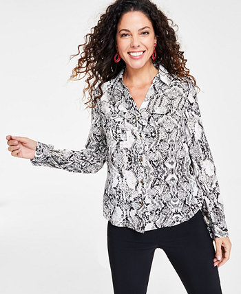Женская блузка со змеиным принтом и длинными рукавами, созданная для Macy's I.N.C. International Concepts