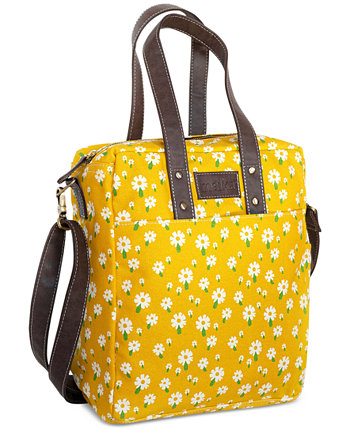 Холщовая большая сумка с цветочным принтом карамельного цвета Maika