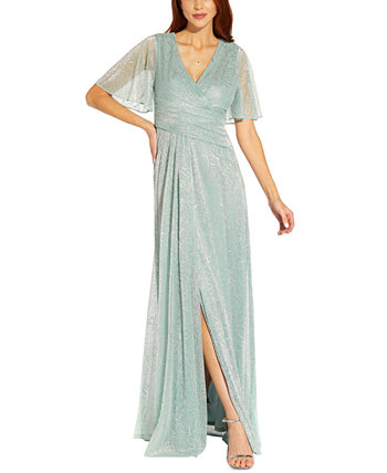 Платье с металлическим цветочным принтом Adrianna Papell